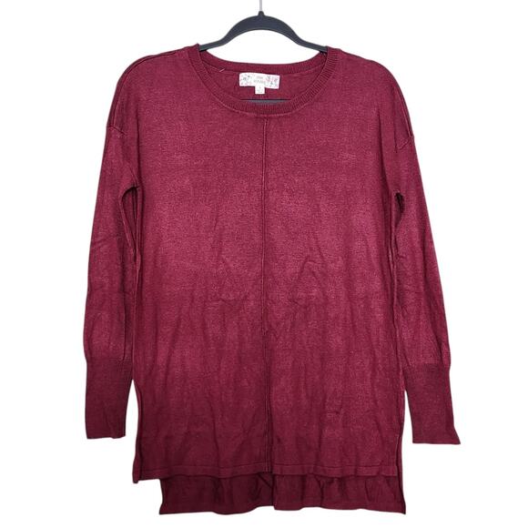 Pink Republic Womens Pullover Sweater Size L Dark Red Long Sleeve Split Seam - Picture 1 of 13